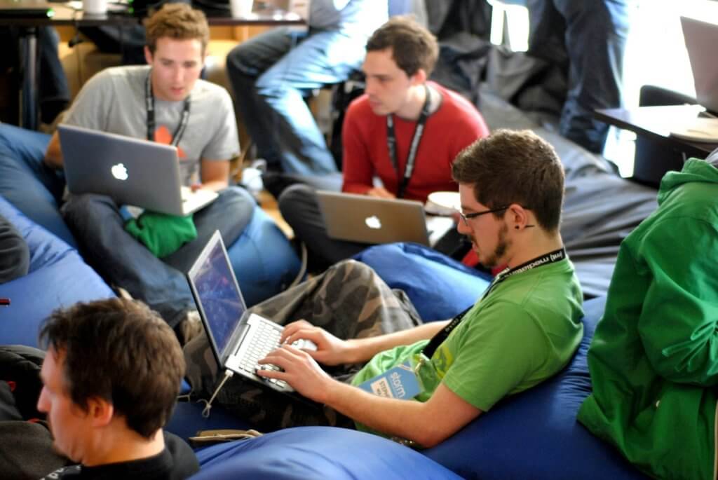 This photo shows a group of people engaged in event planning.