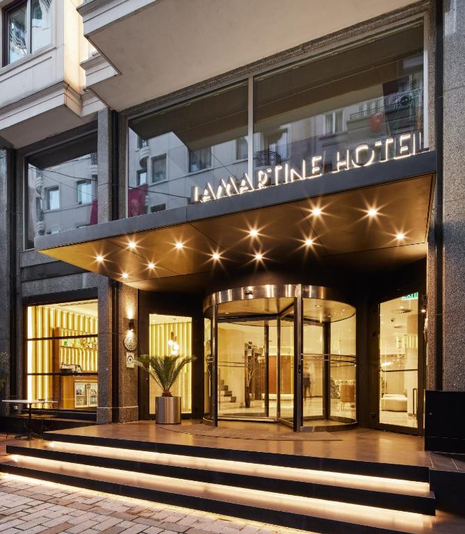 Lamartine Hotel - a store front of a luxury hotel with lights at Lamartine Hotel in Istanbul