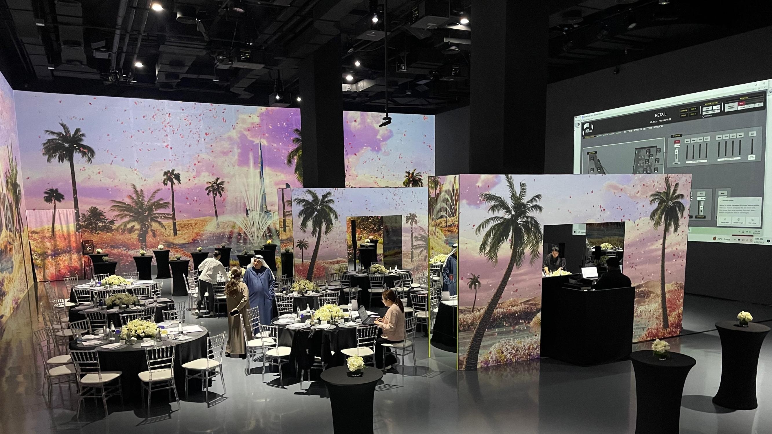 Arte Museum Dubai interior setup for events with tropical decor.
