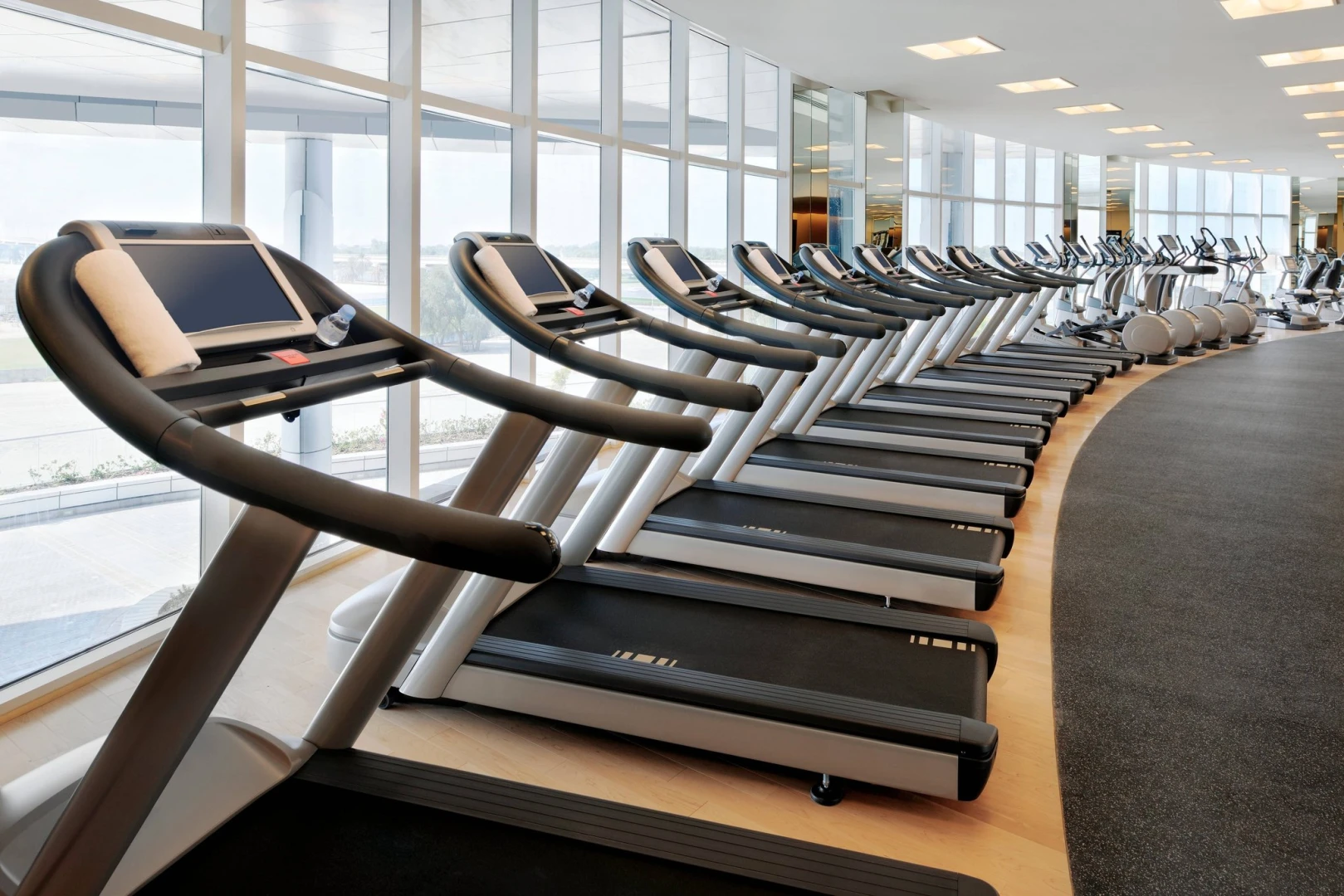 Treadmills in gym at JW Marriott Marquis Hotel Dubai.