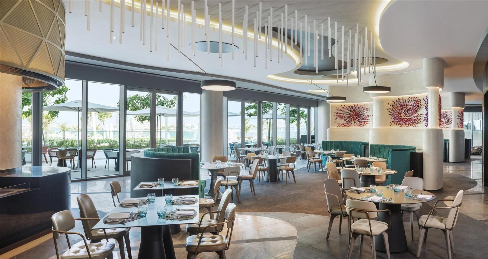 Elegant dining area at W Dubai - The Palm, Dubai.