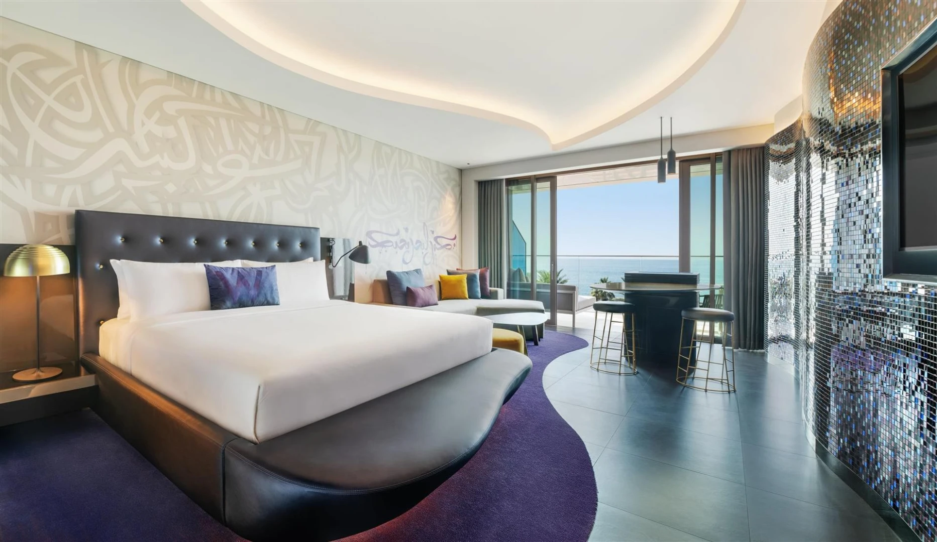 Luxurious room at W Dubai - The Palm with ocean view.