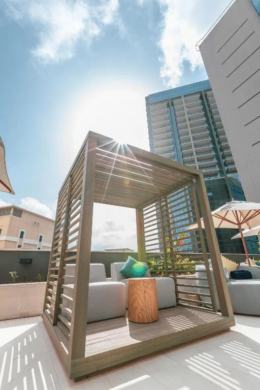 Outdoor seating area at Zabeel House The Greens, Dubai.