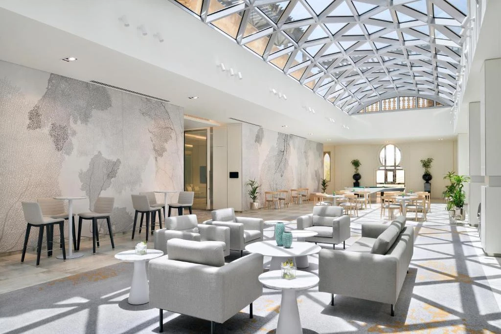 Modern lounge with skylight at Arjaan by Rotana, Dubai Media City.