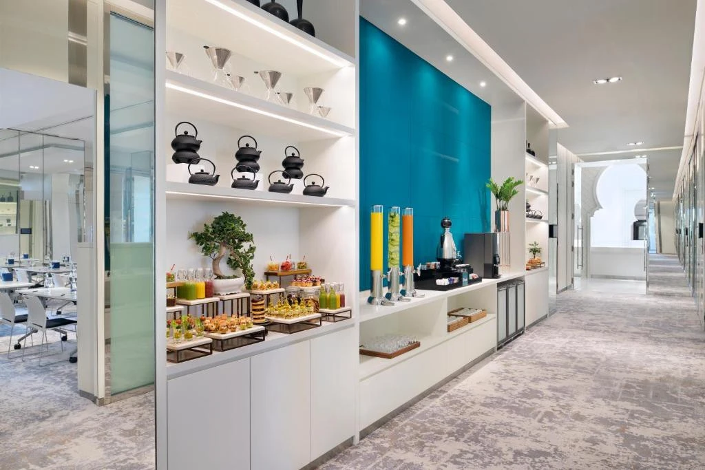 Modern buffet setup at Arjaan by Rotana, Dubai Media City.