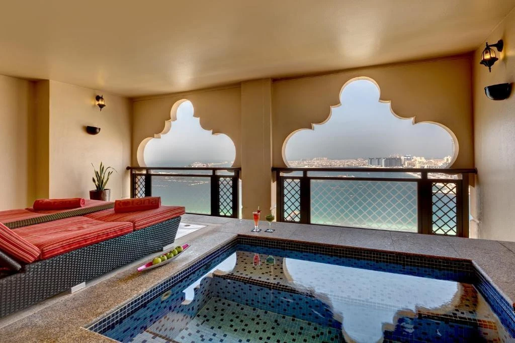 Luxurious terrace with pool at Arjaan by Rotana, Dubai Media City.