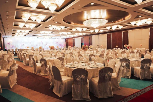 Luxurious ballroom setup at Radisson Blu Hotel, Dubai Deira Creek.