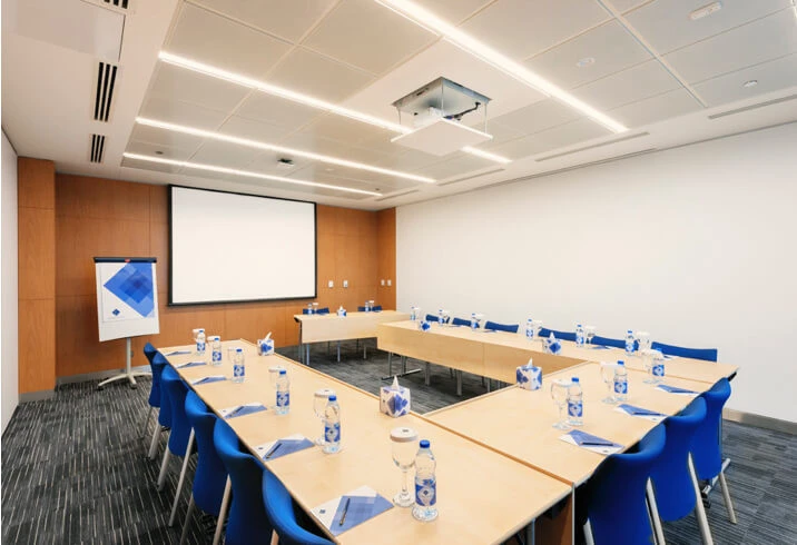 Conference room at Dubai World Trade Centre with U-shaped seating.
