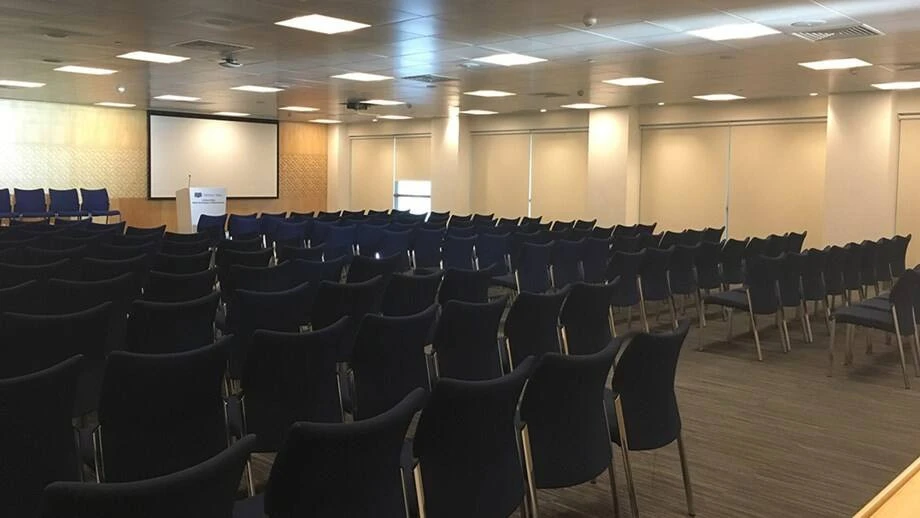 Conference room at Dubai World Trade Centre with rows of chairs.