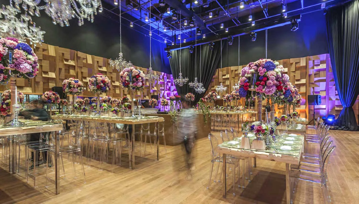 Elegant floral decor at Dubai Opera venue, Dubai.