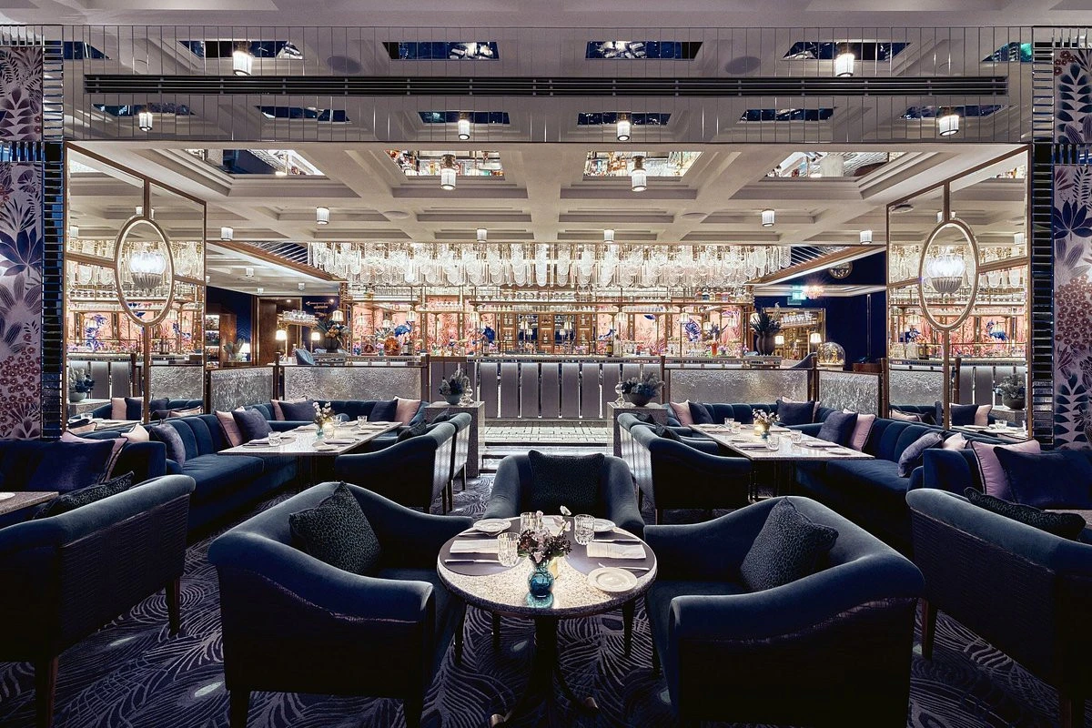 Luxurious dining area at Atmosphere Burj Khalifa, Dubai.