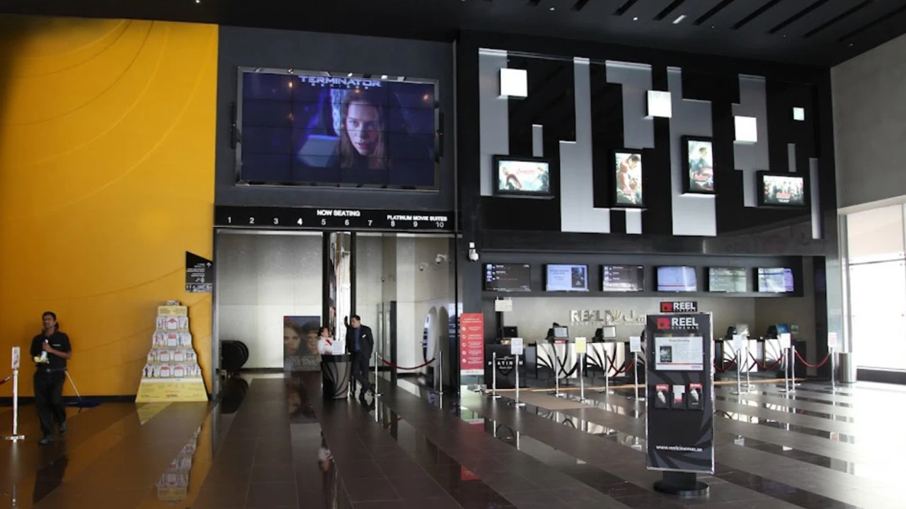 Roxy Cinema The Beach JBR lobby with digital screens, Dubai.