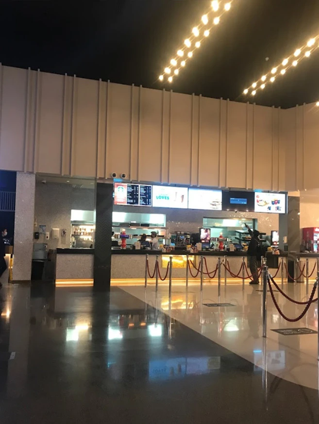 Roxy Cinema Al Khawaneej lobby with concession stand, Dubai.