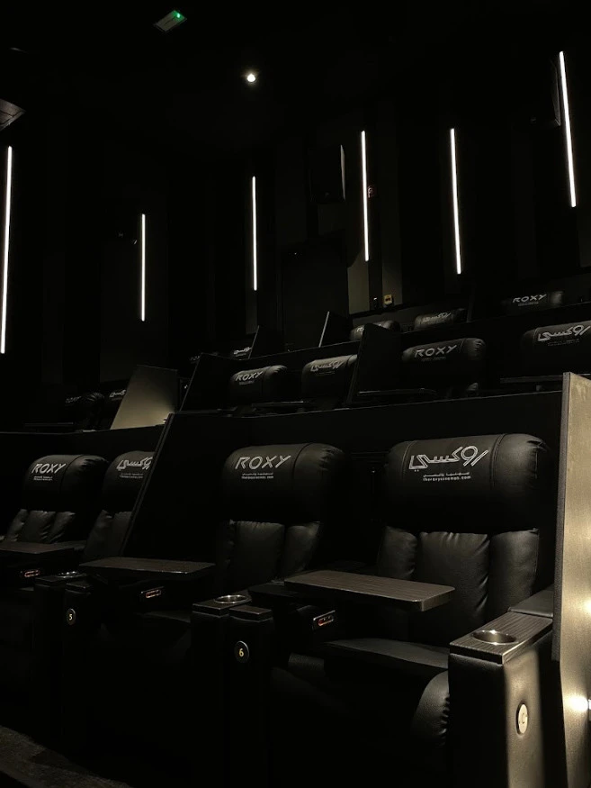 Luxurious seating at Roxy Cinema Al Khawaneej, Dubai.