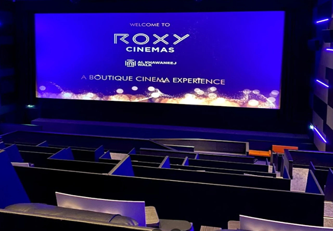 Roxy Cinema Al Khawaneej interior with screen, Dubai.