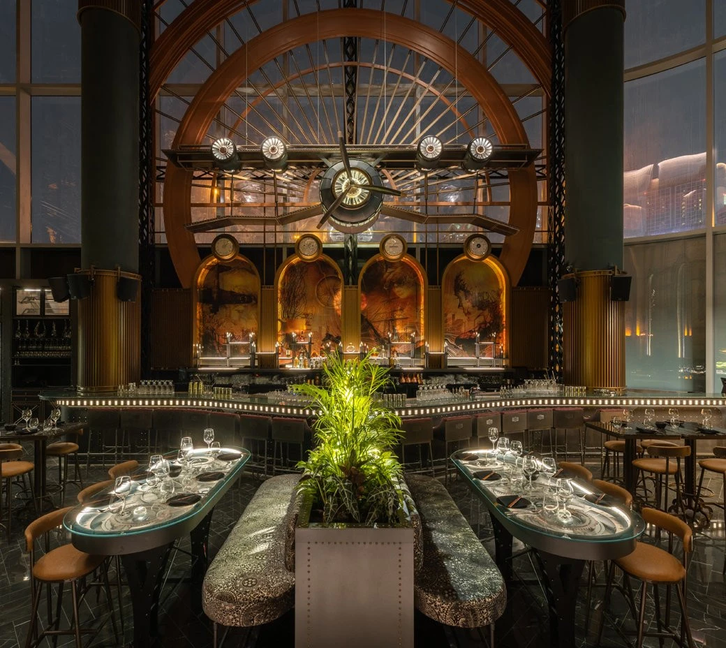 Amelia Restaurant & Lounge interior with elegant decor, Dubai.