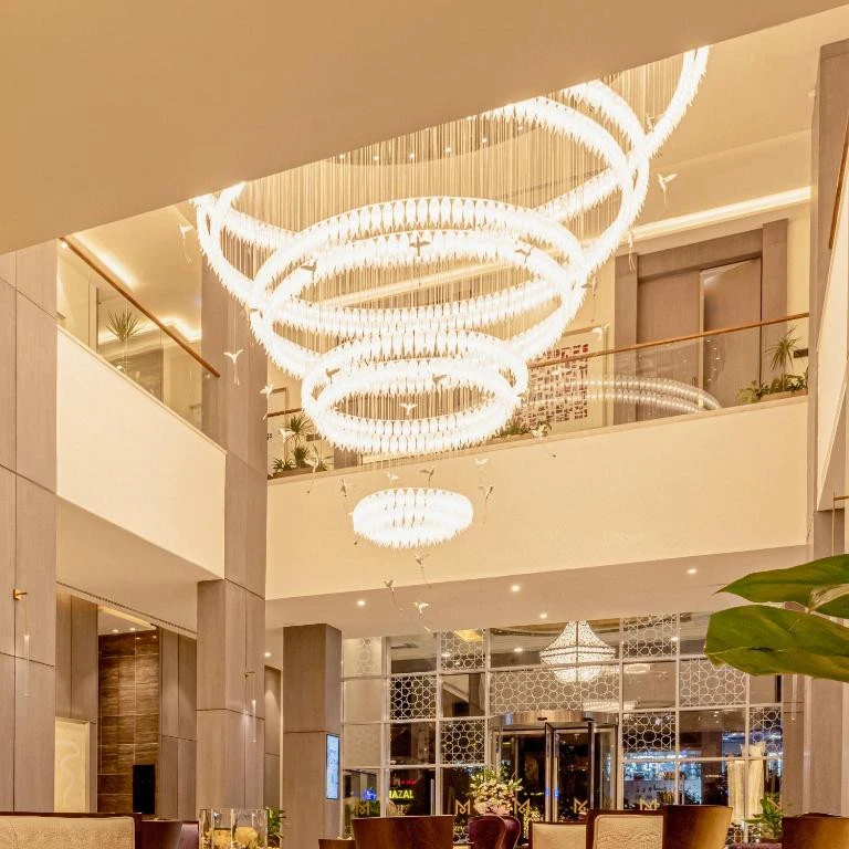 Luxurious chandelier in Khalidia Palace Hotel lobby, Dubai.