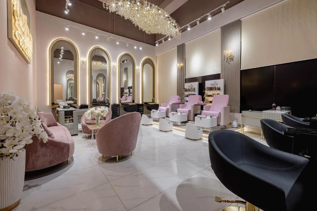 Elegant salon interior at Khalidia Palace Hotel Dubai.