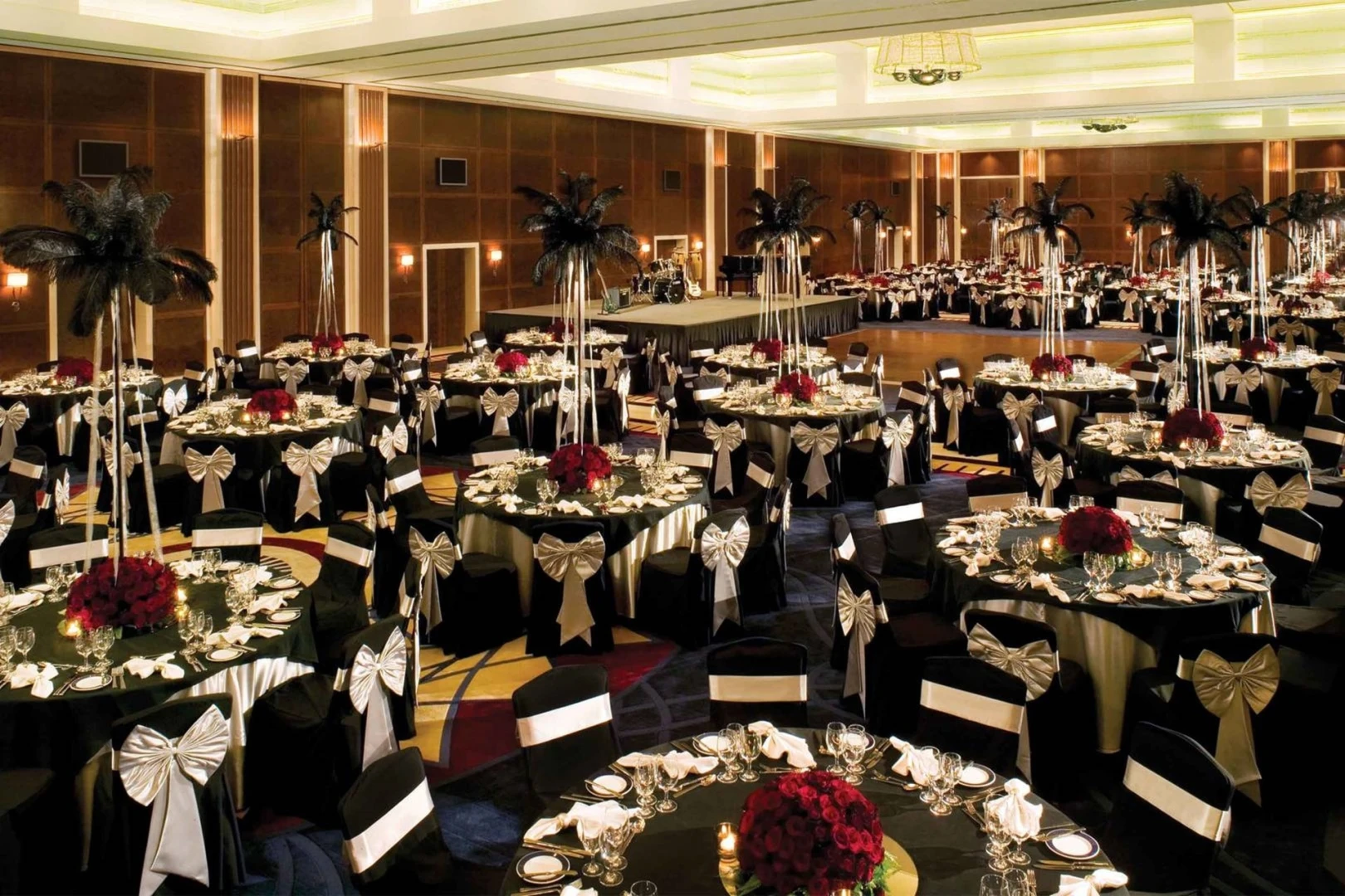 Elegant banquet setup at Jumeirah Emirates Towers, Dubai.