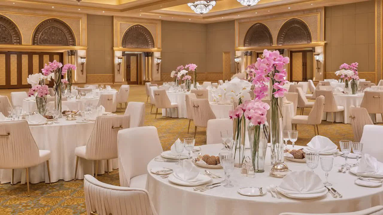 Elegant banquet setup at Emirates Palace Mandarin Oriental, Abu Dhabi.