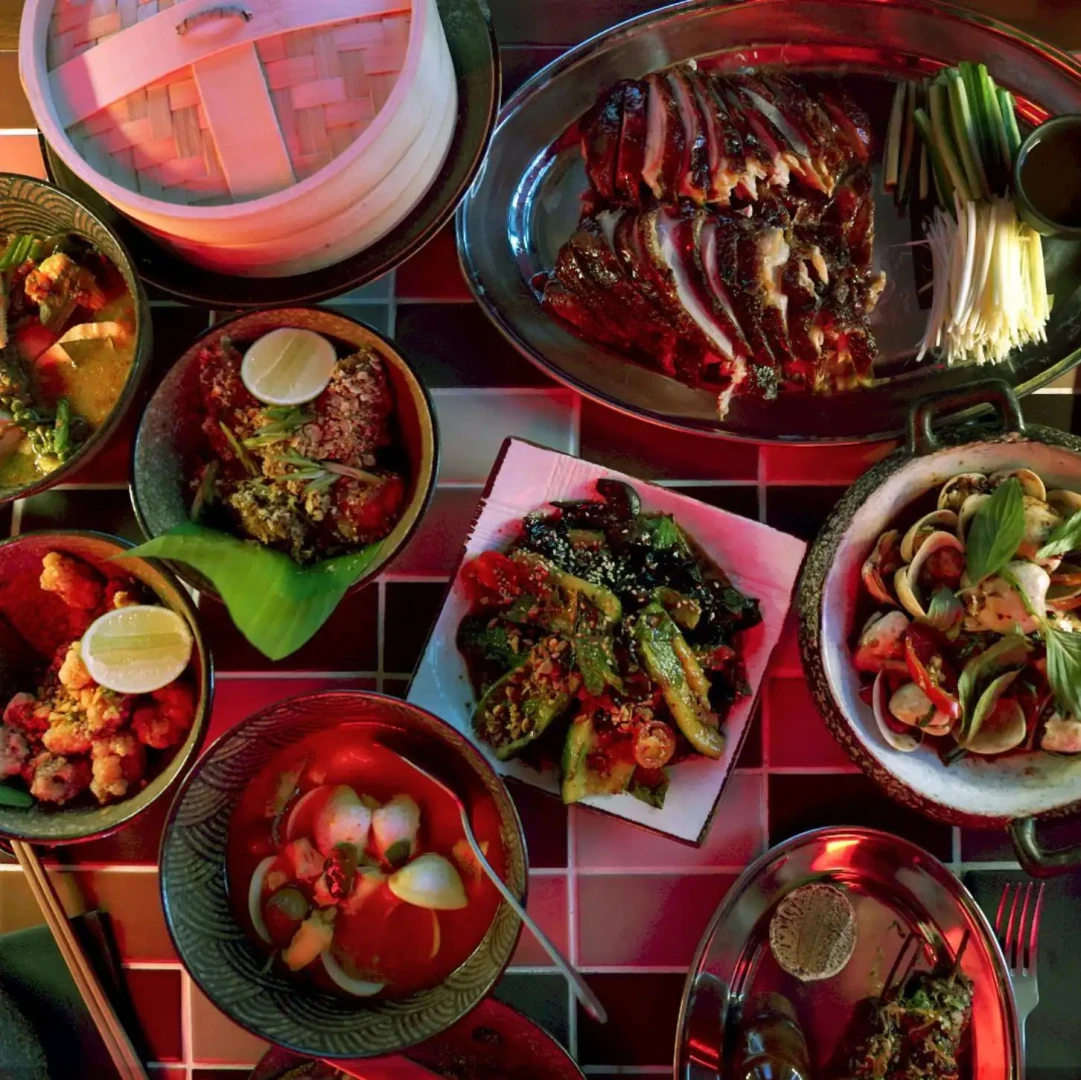 Assorted Asian dishes at Hawkerboi, The Park JLT, Dubai.