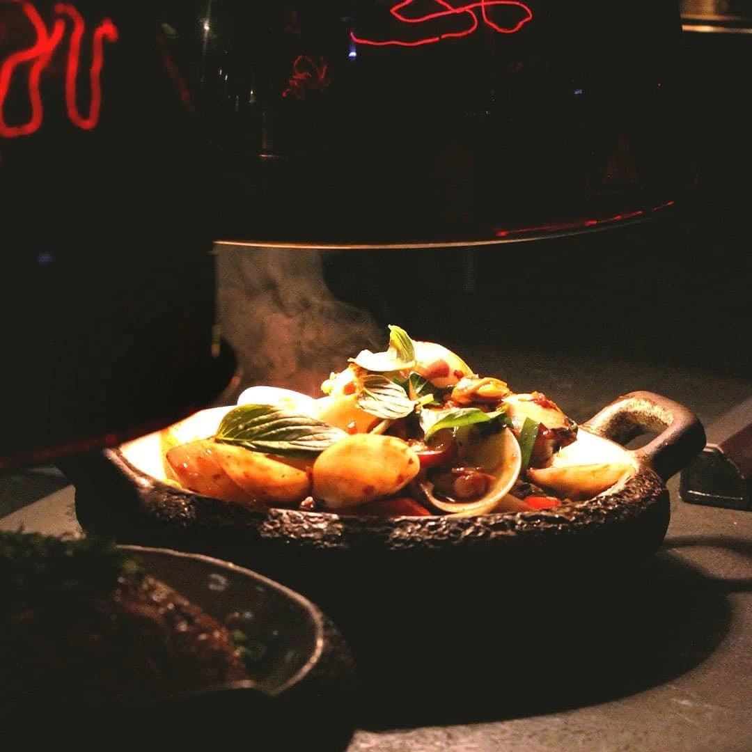 Steaming seafood dish at Hawkerboi, The Park JLT, Dubai.