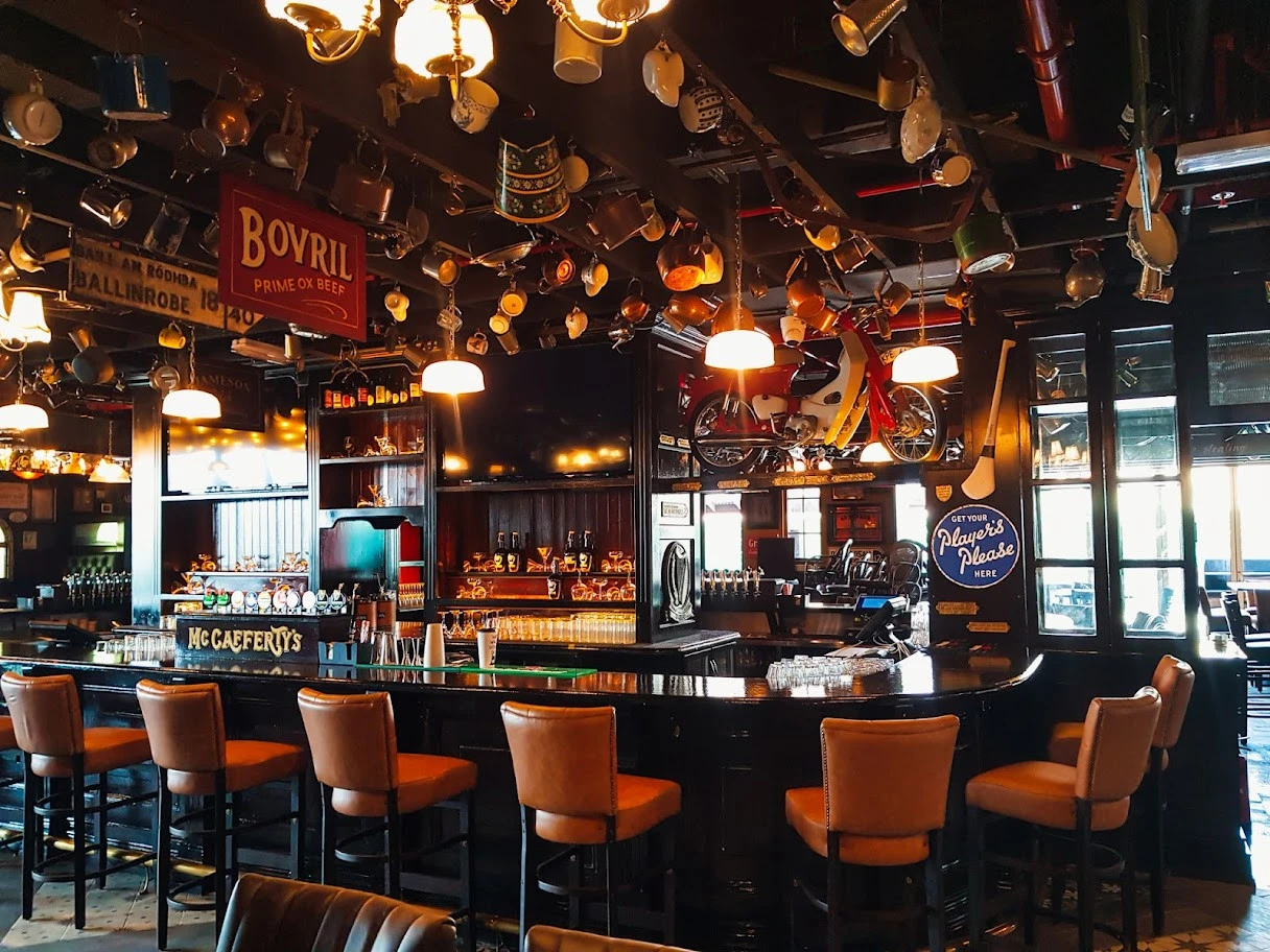 Cozy interior of McCafferty's Pub Jumeirah Village, Dubai.