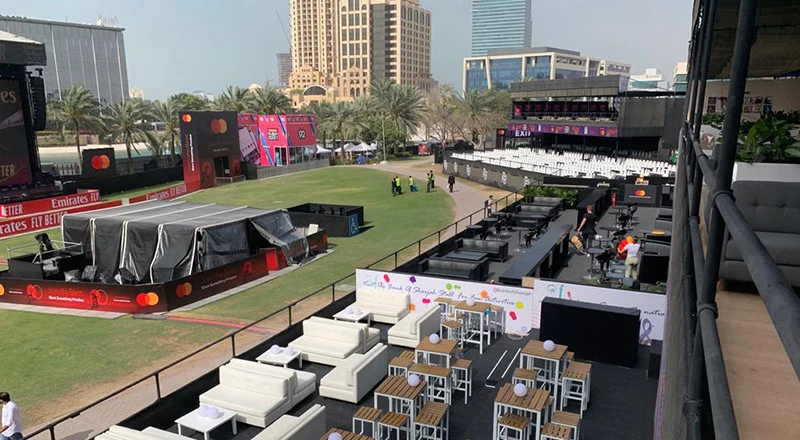 Dubai Media City Amphitheatre with seating and stage setup.