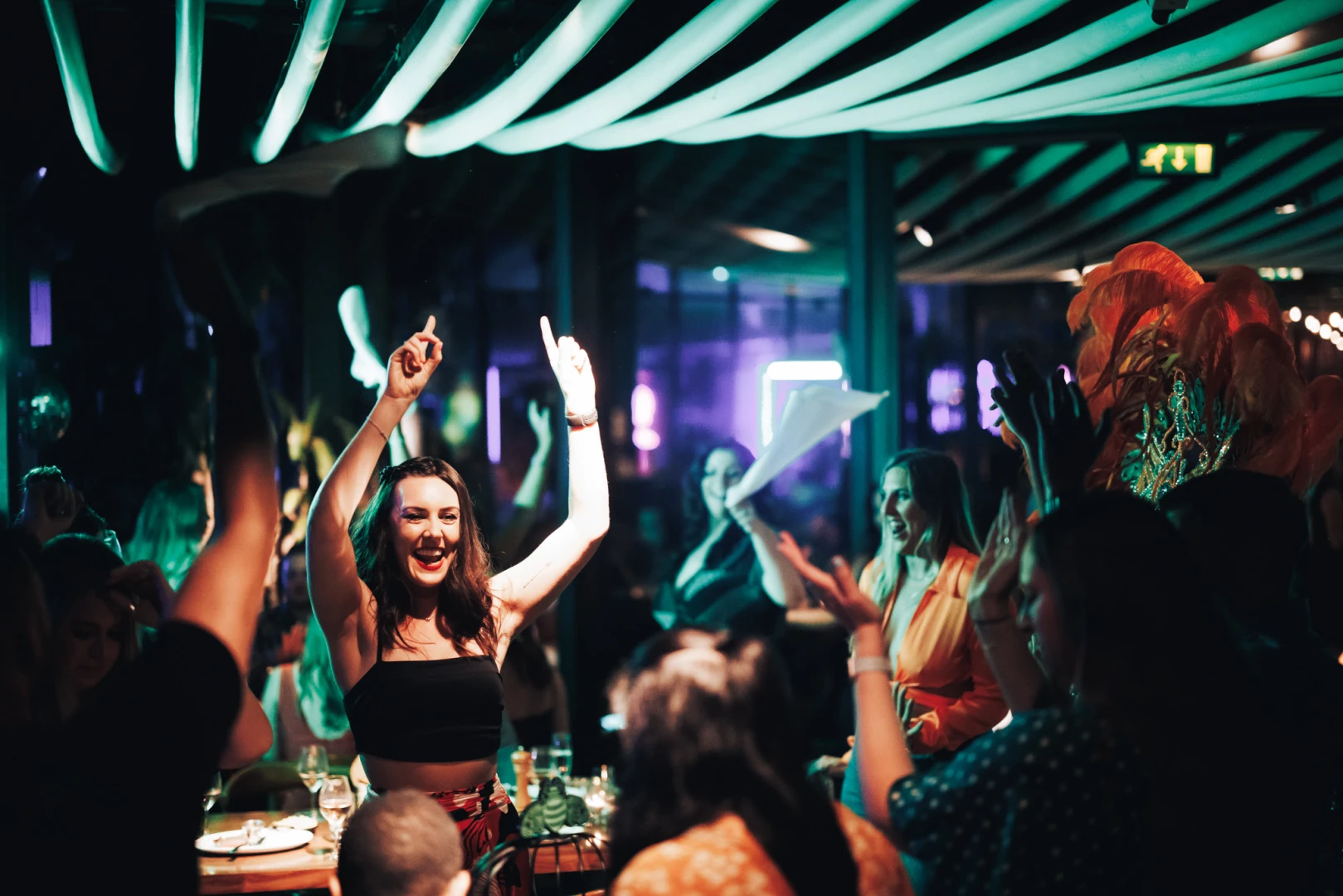 People dancing and celebrating at STK Dubai JBR venue.