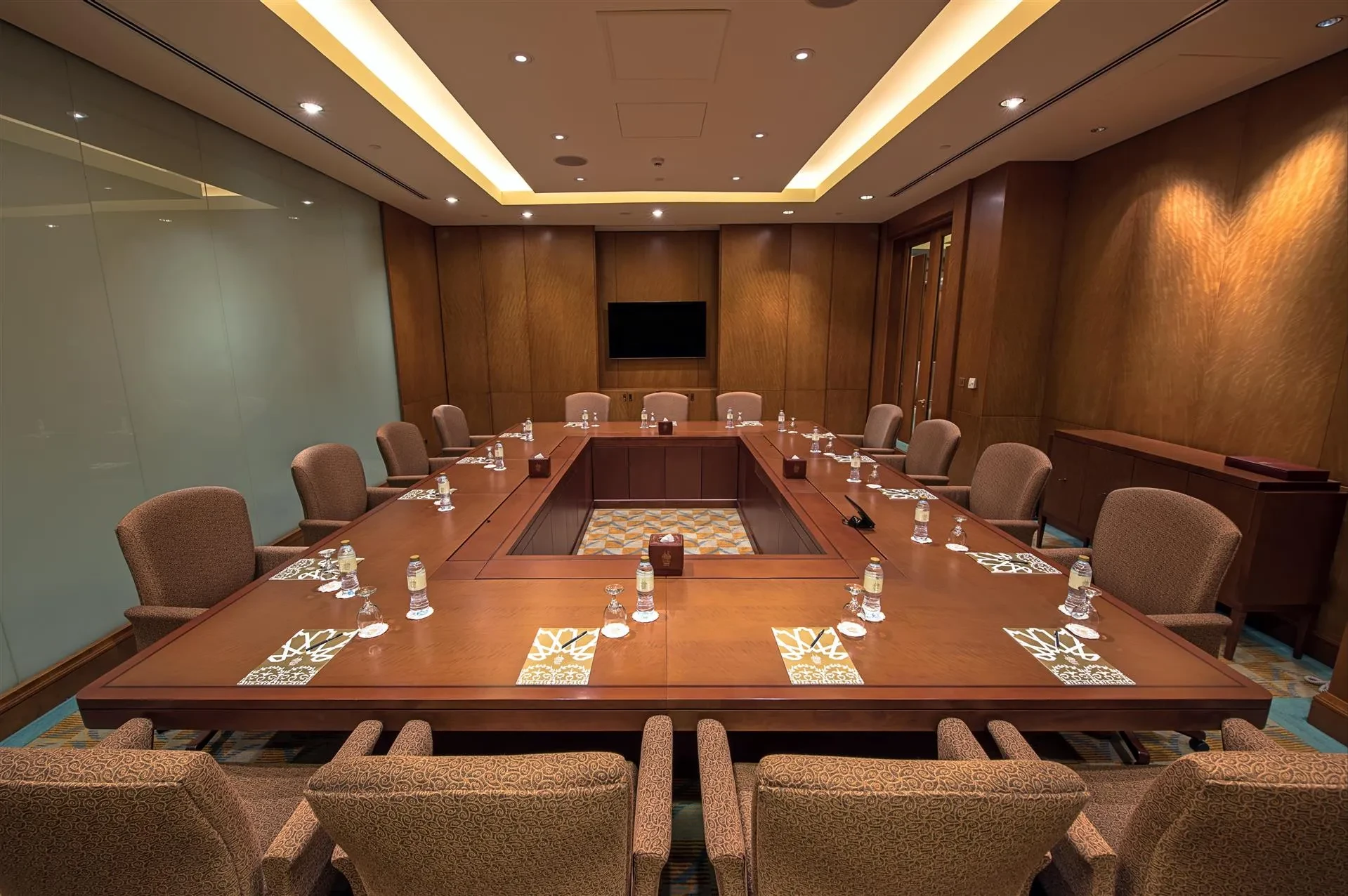 Conference room at Emirates Palace Mandarin Oriental, Abu Dhabi, with seating.