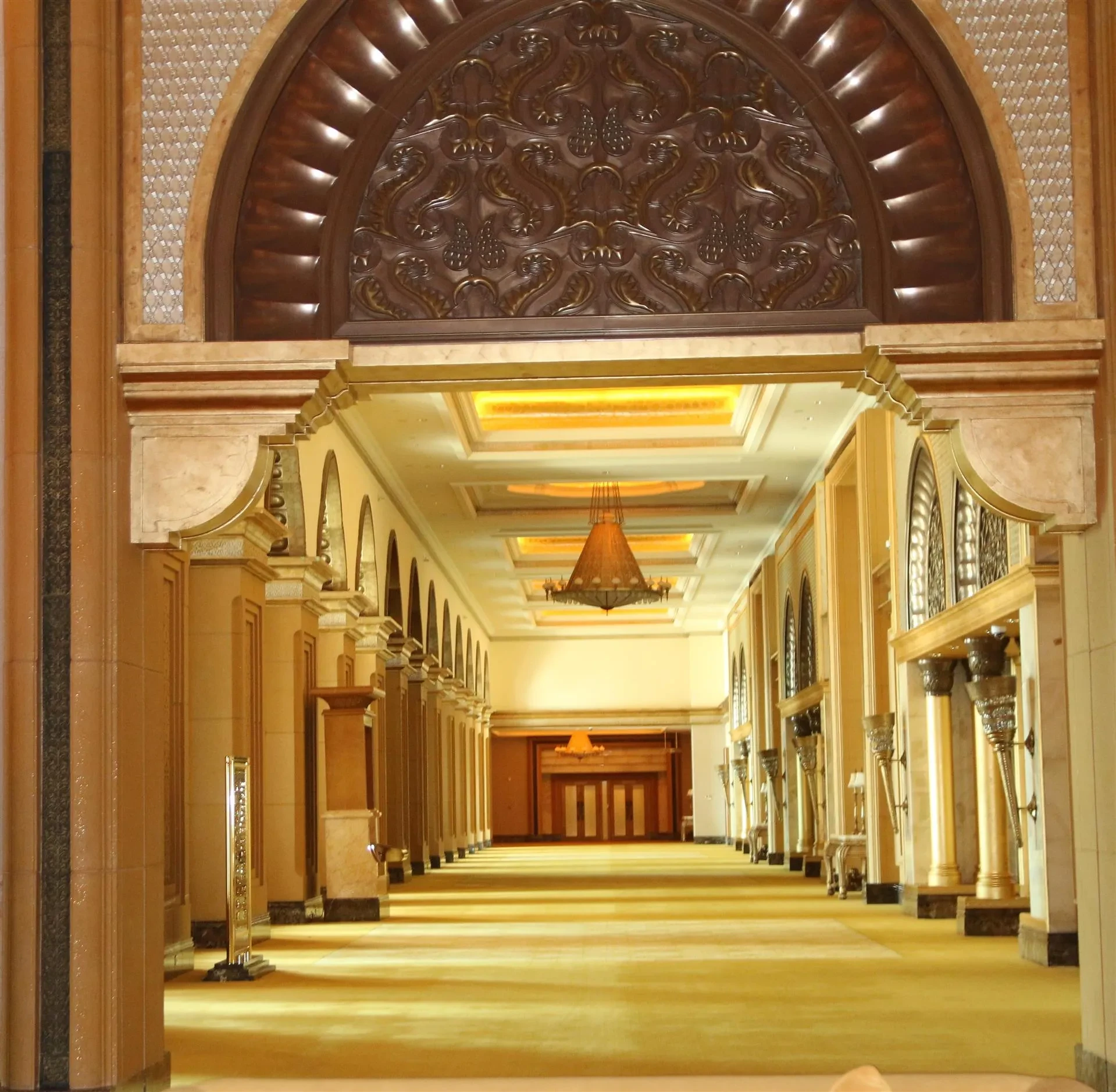 Elegant hallway at Emirates Palace Mandarin Oriental, Abu Dhabi.