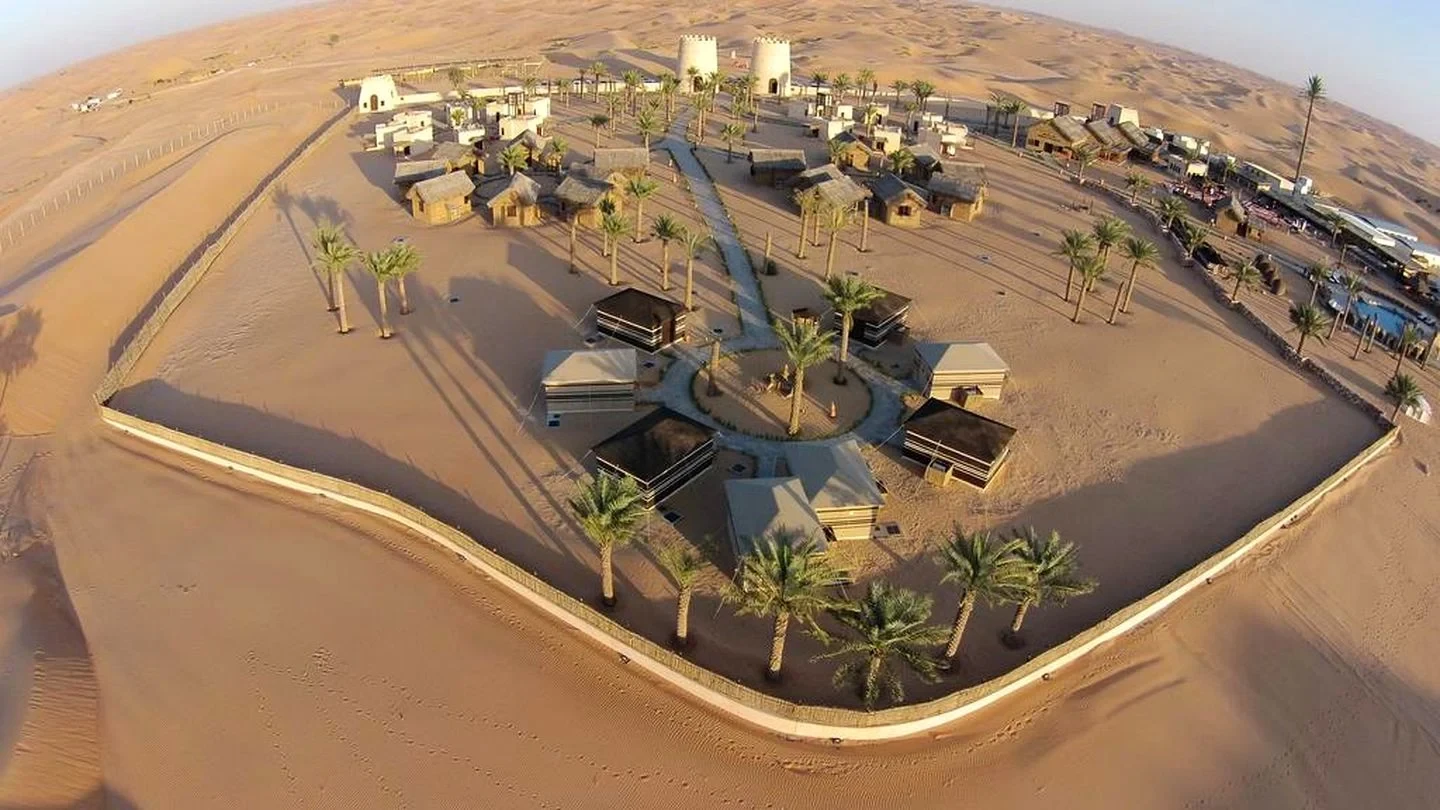 Al Khatim Desert Safari camp in Abu Dhabi's sandy landscape.