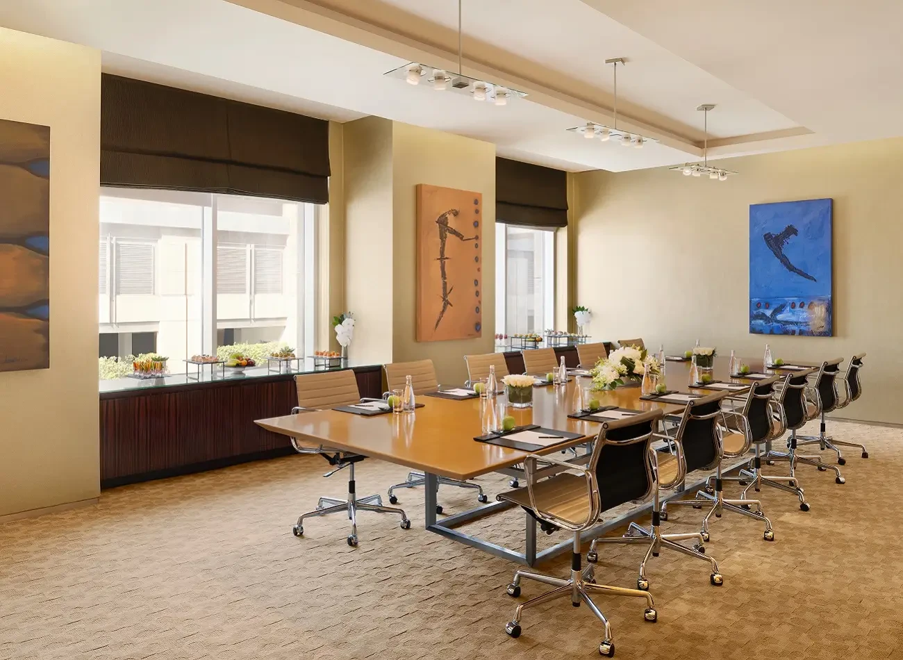 Elegant conference room at Shangri-La Dubai with modern decor.