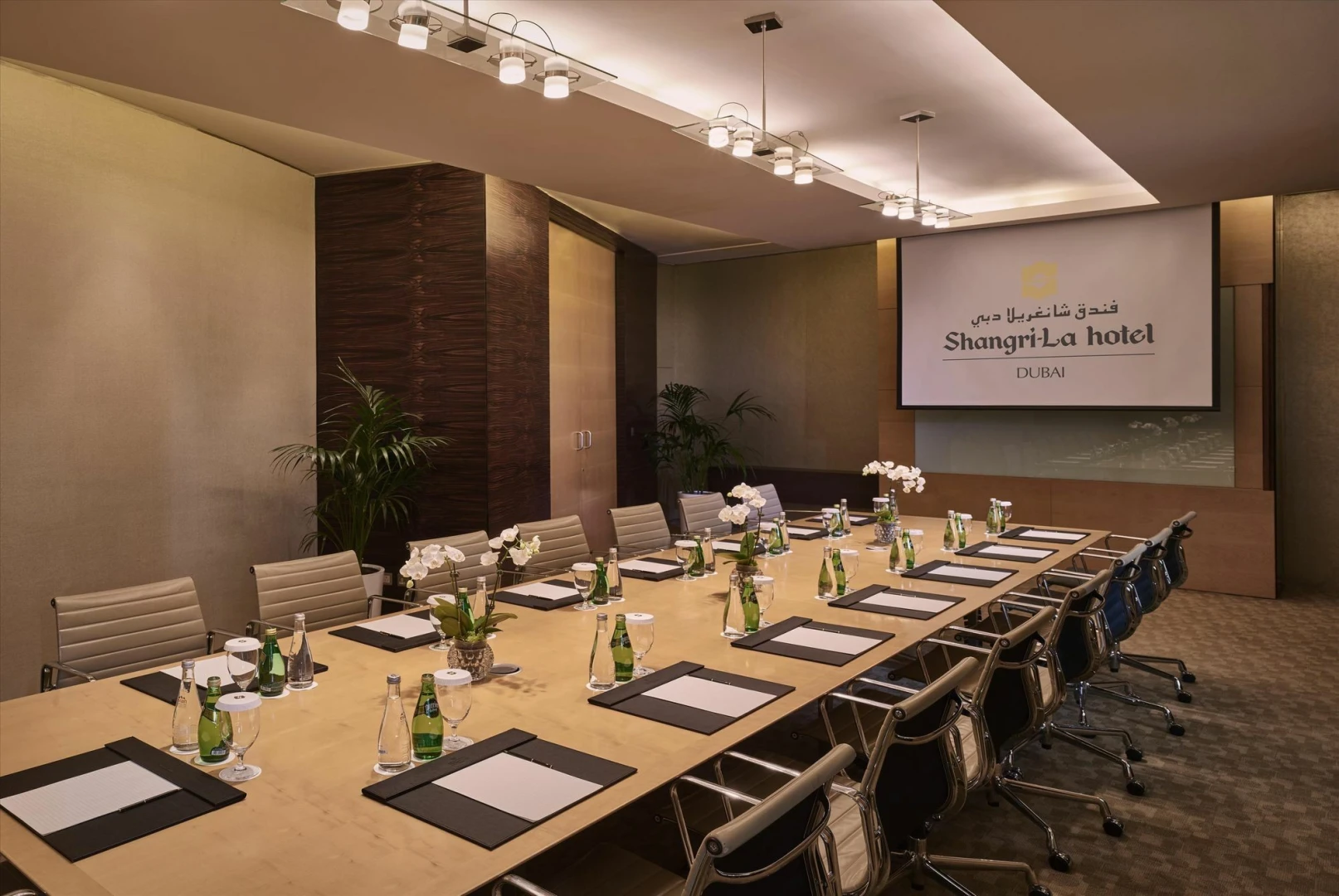 Conference room at Shangri-La Dubai with meeting table setup.