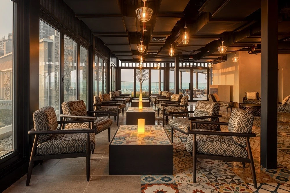 Elegant seating area at La Sirene Restaurant, Dubai.