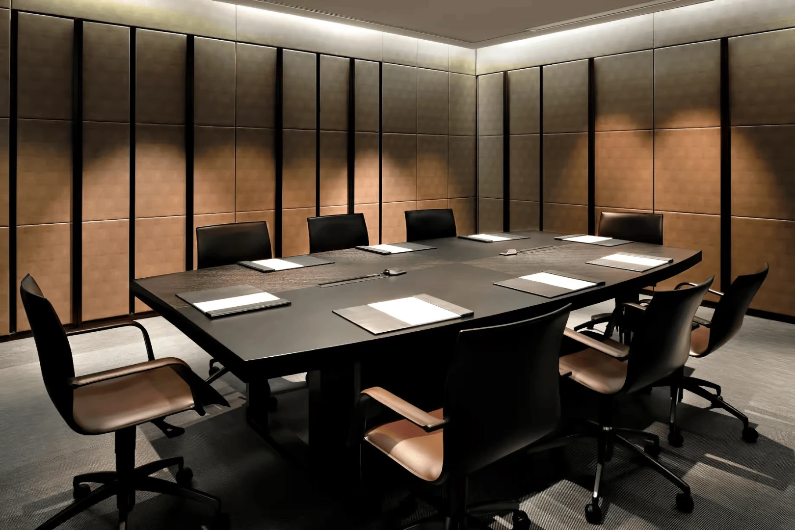 Elegant conference room at Armani Hotel Dubai, Burj Khalifa.