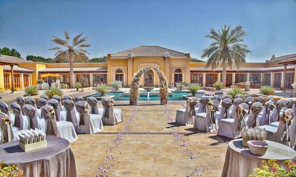 Outdoor wedding setup at Dubai Polo & Equestrian Club, Dubai.