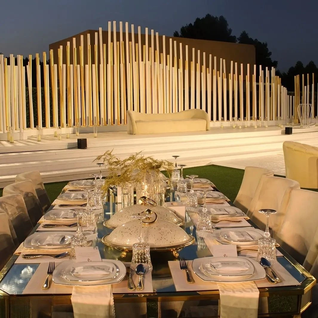 Luxurious dining table setup at Sharjah Golf and Shooting Club.