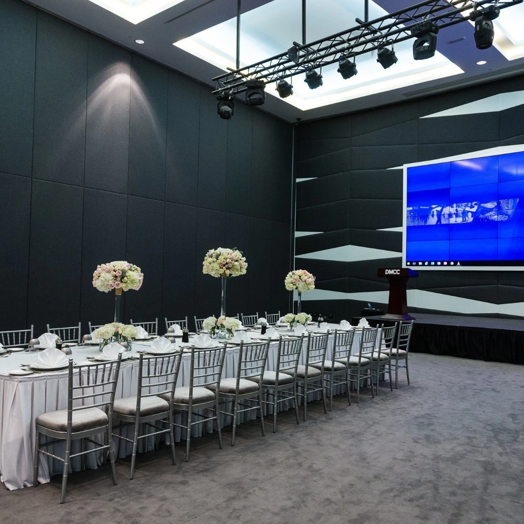Elegant conference setup at Almas Conference Centre, Dubai.