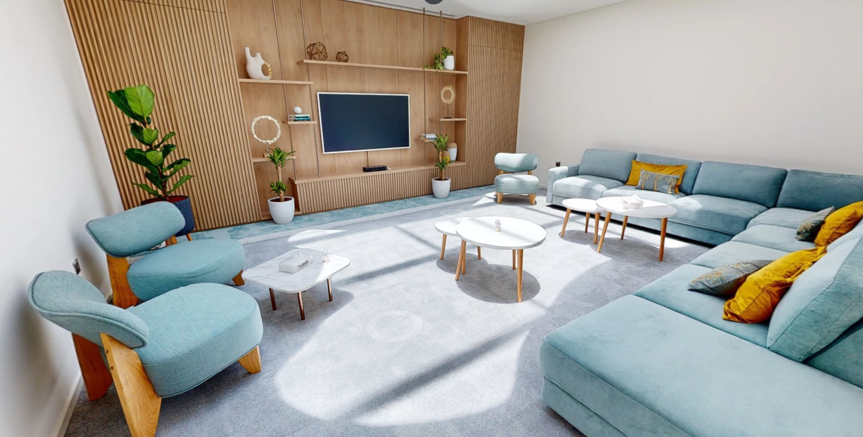 Modern lounge area at Cloud Spaces Circle Mall Dubai.