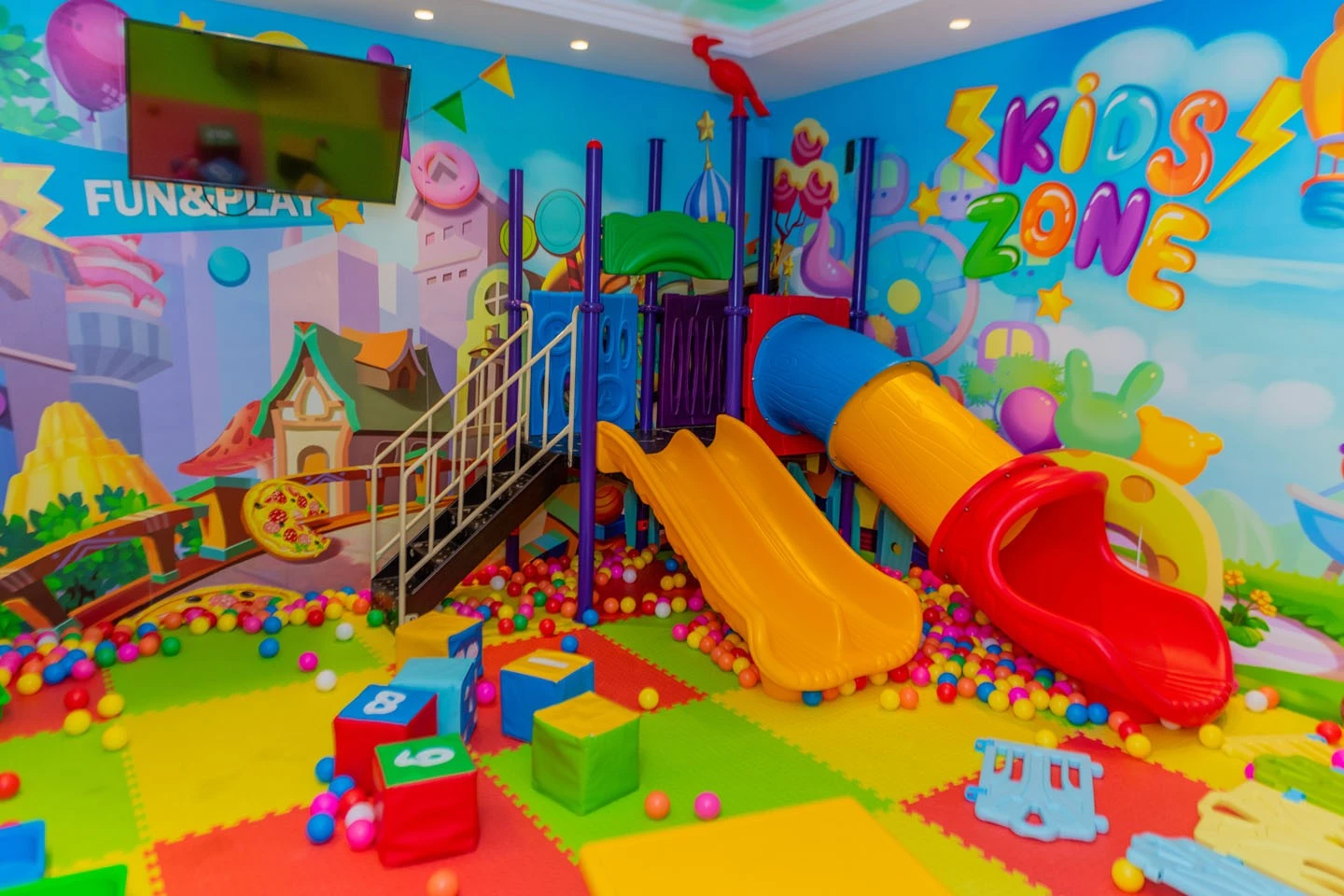 Colorful kids play area at Al Meshwar Restaurant Dubai.