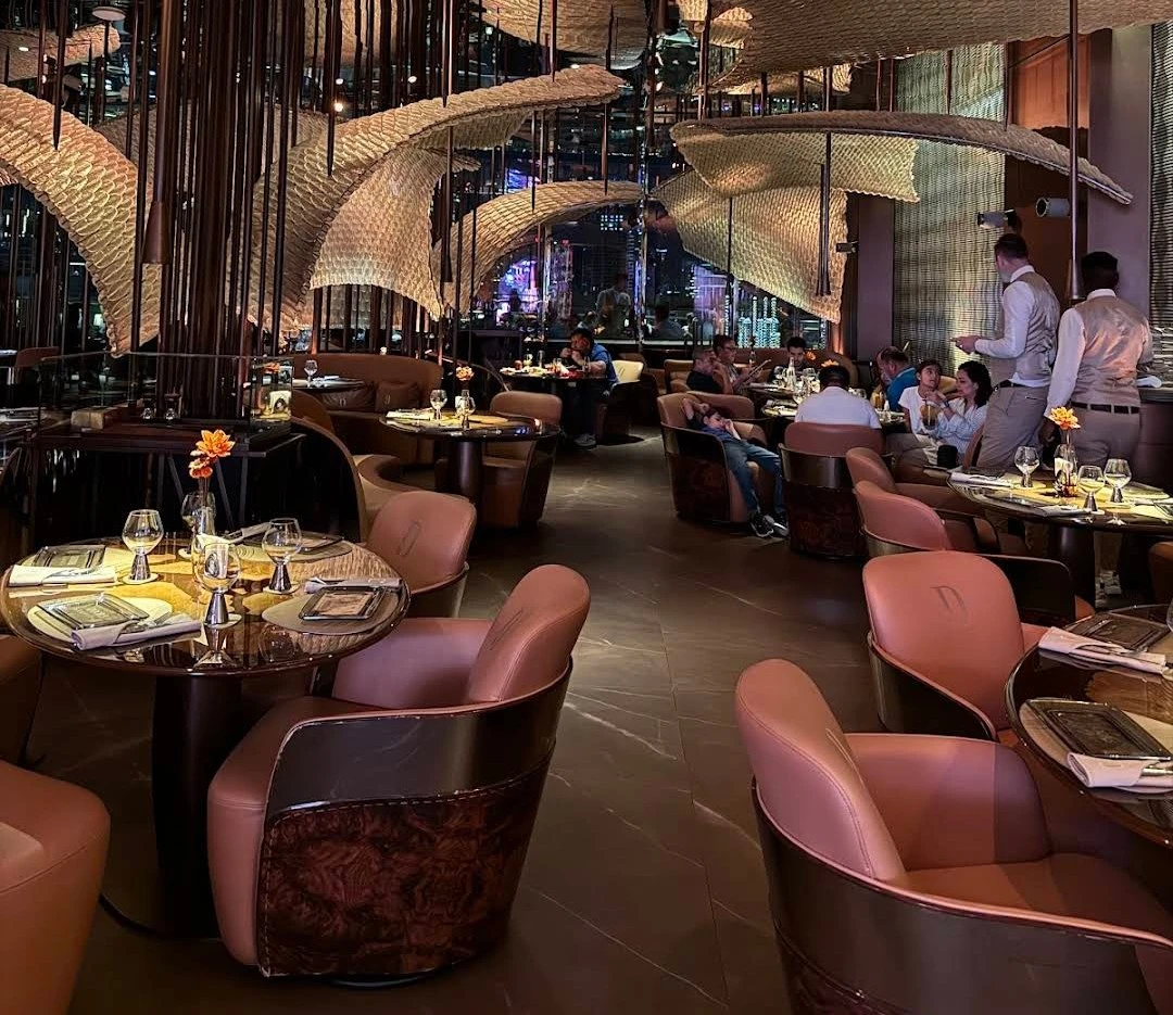 Elegant dining area at Doors Dubai Mall Restaurant, Dubai.