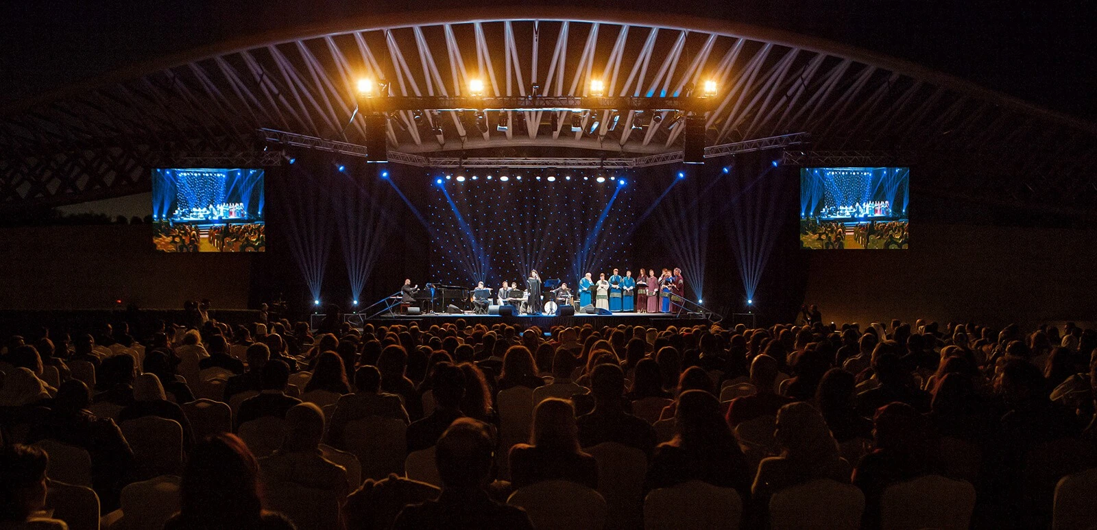 Concert at Umm Al Emarat Park amphitheatre, Abu Dhabi, night setting