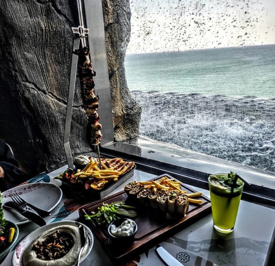 Sea view dining at Habib Beirut Restaurant Khorfakkan, Sharjah.