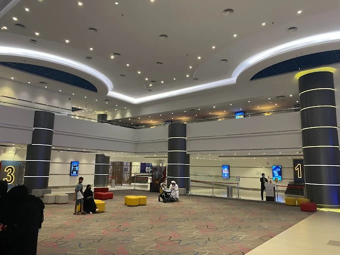 Spacious lobby of Novo Cinemas Manar Mall, Ras Al-Khaimah.