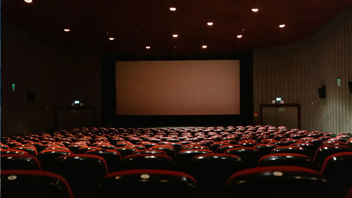 Empty theater with red seats, Novo Cinemas Manar Mall, Ras Al-Khaimah.