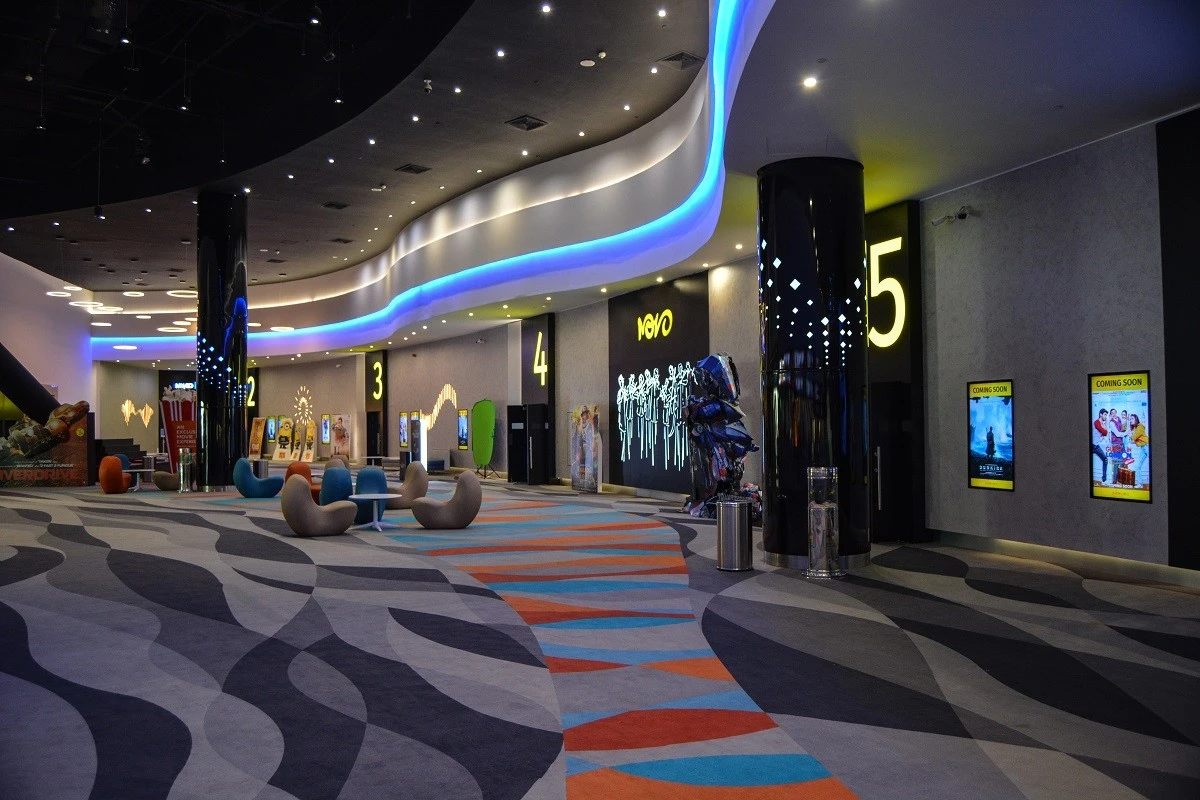 Modern lobby of Novo Cinemas Manar Mall, Ras Al-Khaimah.