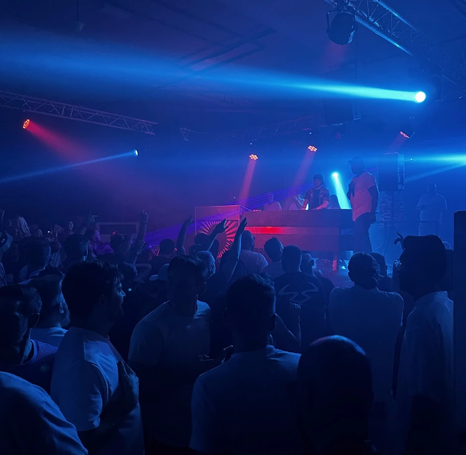 Crowd enjoying live DJ performance at P7 Arena, Dubai.