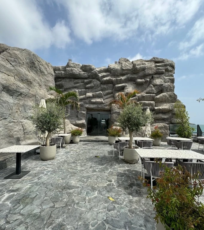 Outdoor seating at Habib Beirut Restaurant, Khorfakkan, Sharjah.