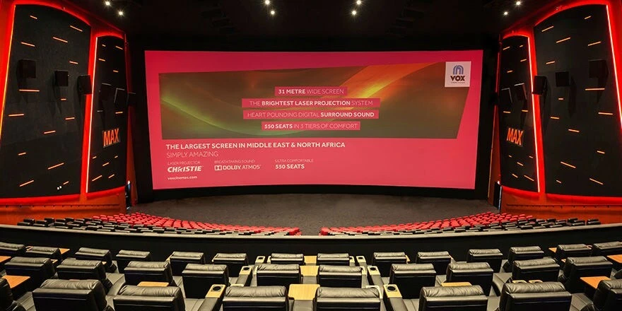 Spacious VOX Cinemas Al Hamra Mall theater with large screen, Ras Al-Khaimah.